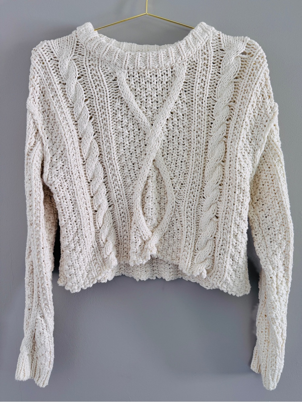Free People Soft Cable Knit Crewneck Sweater